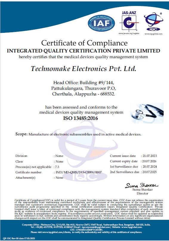 ISO 13485:2016 Certificate